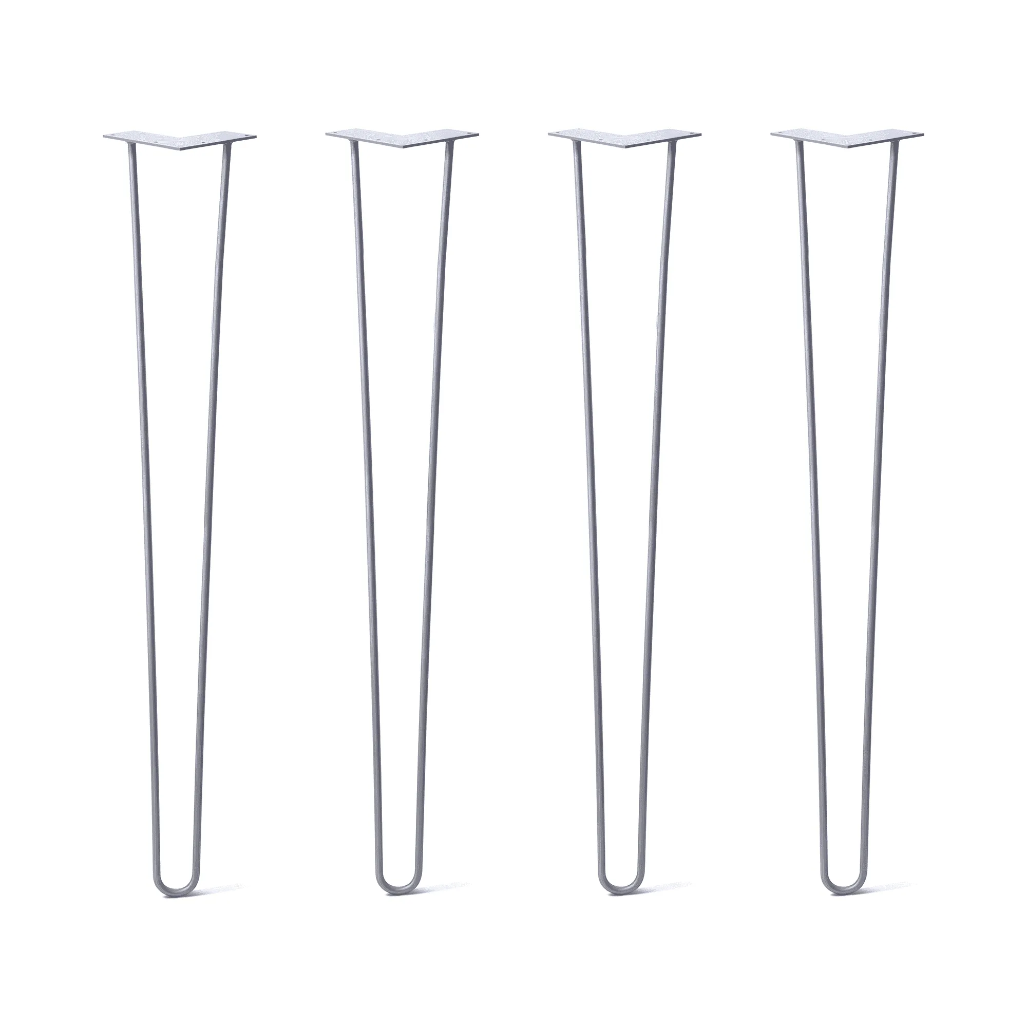Hairpin Legs Set of 4, 2-Rod Design - Grey Powder Coated Finish